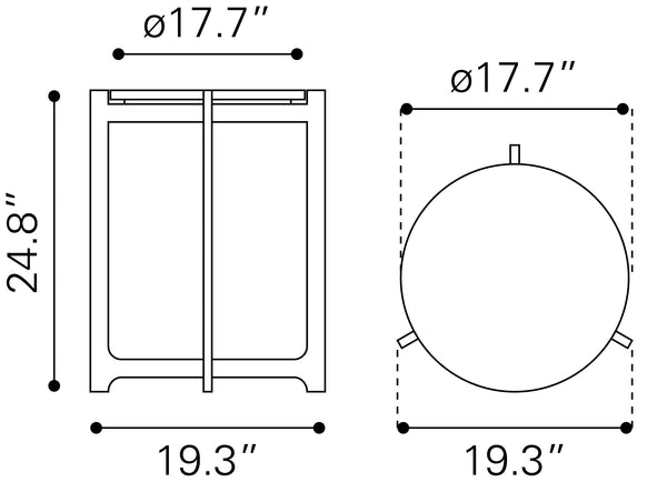Barmas Side Table White & Silver 110256 Zuo Modern