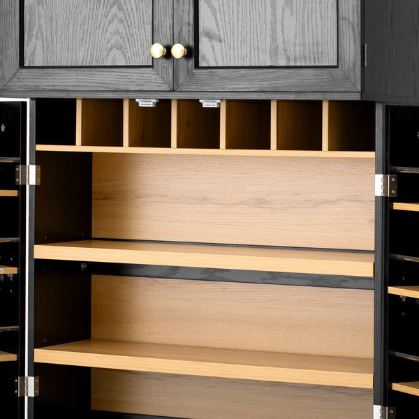 English Elm K&k Farmhouse Pantry Cabinet Tall Freestanding Kitchen Storage with Drawers Shelves Black N707P356567B