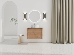 English Elm 30'' Wall-Mounted Bathroom Vanity With Ceramic Sink, Soft-Close Doors & Stylish Space-Saving Design W999S00389