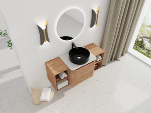 English Elm 48'' Wall-Mounted Bathroom Vanity With Soft-Close Door, Elegant Ceramic Sink & Ample Storage Shelves W999S00409
