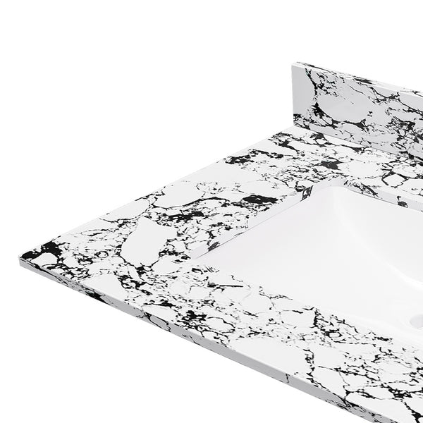 English Elm 31"X22" Bathroom Vanity Top With Undermount Ceramic Sink, Backsplash & Durable Panda White Finish W509P362103