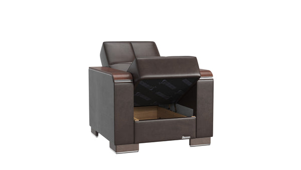 English Elm Primenest Zenaero Convertible Armchair With Storage & Wood Trim - Stylish Comfort For Small Spaces B030P286209-GIGA