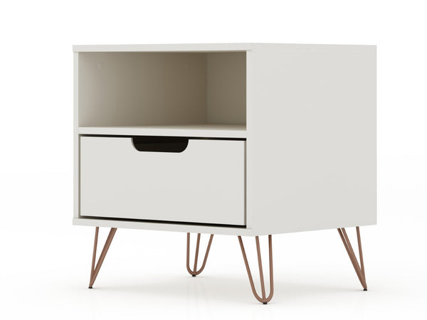 English Elm Rockefeller 20" Nightstand In Off White – Modern Farmhouse Charm With Metal Legs & Storage Solutions B365P398173-GIGA