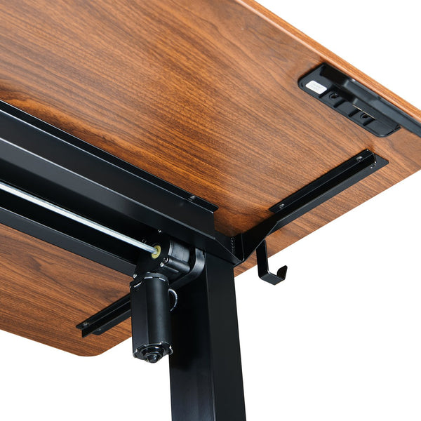 English Elm Electric Standing Desk Mahogany Steel Frame Sit Stand Home Office Workstation Dark Walnut W1769P415269