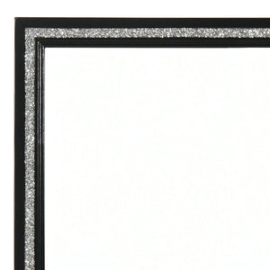 English Elm Haiden Weathered Black Finish Mirror with Beveled Glass & Silver Trim — Modern Dresser Mount, 41x31" B2726P261897
