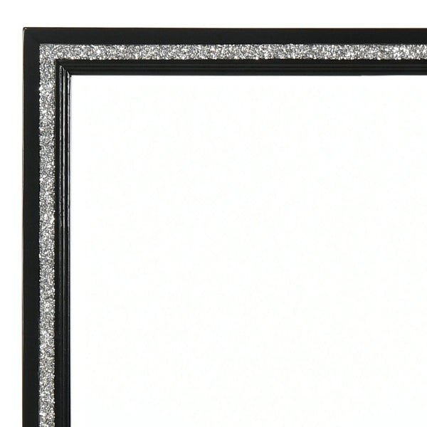 English Elm Haiden Weathered Black Finish Mirror with Beveled Glass & Silver Trim — Modern Dresser Mount, 41x31" B2726P261897