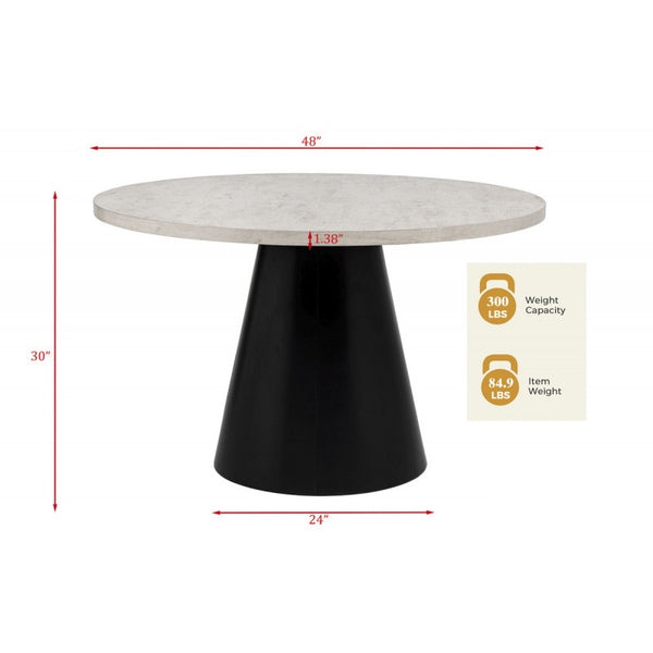 English Elm Contemporary 5-Piece Dining Set - Solid Wood Round Table & 4 Gray Upholstered Chairs For Style & Comfort B011S01842