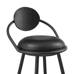 English Elm Lacey Swivel Barstool Matte Iron Base Faux Leather Seat Mid-century Kitchen Bar Black B2736P464813