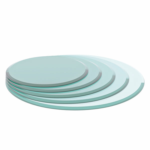 English Elm 32" Round Tempered Glass Table Top - 1/2" Thick Beveled Edge For Stylish, Low-Maintenance Elegance W241P248444