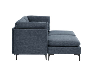 English Elm Linen Modular Sectional Sofa with Black Metal Legs Mid-century Living Room Seating B2748S00116