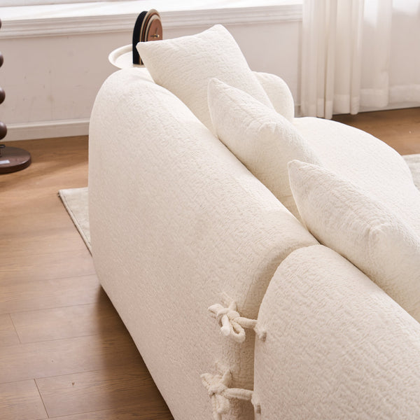 English Elm Boneless L-Shape Sectional Sofa with Curved Chaise Modern Modular Chenille Couch 30D Foam Comfort Lounge Elegance for Living Room Apartments White W2231S00008