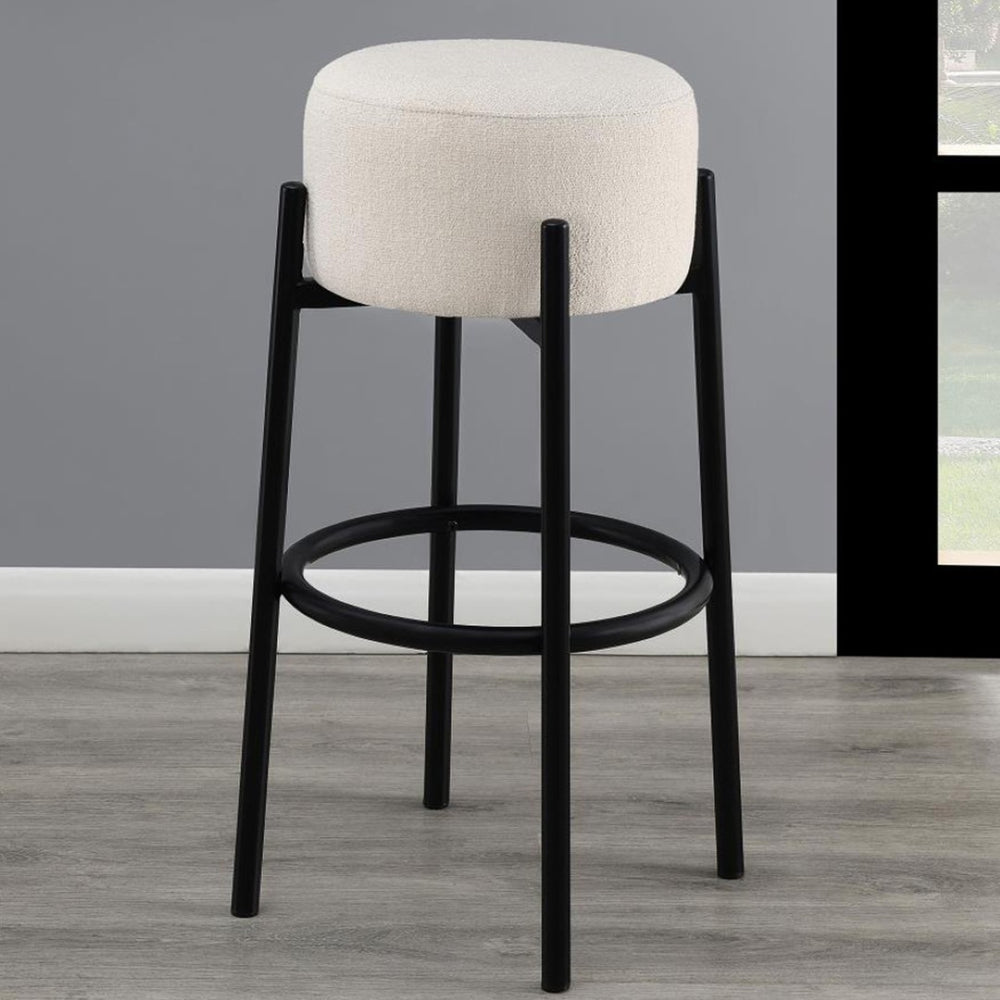 English Elm Set Of 2 Modern Backless Upholstered Bar Stools - White & Black, Space-Saving Design For Any Space B016P369756-GIGA