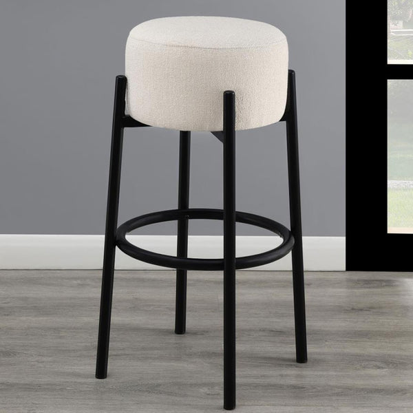 English Elm Set Of 2 Modern Backless Upholstered Bar Stools - White & Black, Space-Saving Design For Any Space B016P369756-GIGA