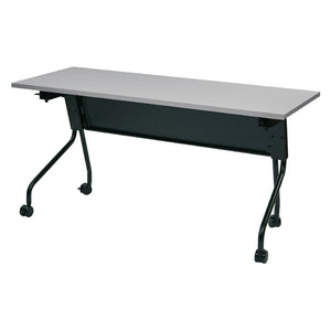 OSP Home Furnishings 5' Flip Top Nesting Training Table with Locking Casters for Classrooms and Offices Grey Black 84225BG