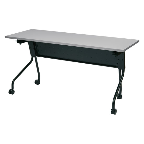 OSP Home Furnishings 5' Flip Top Nesting Training Table with Locking Casters for Classrooms and Offices Grey Black 84225BG