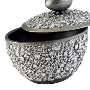 English Elm 8" Tall Polyresin Decorative Jewelry Box In Silver - Stylish Egg-Shaped Handle For Elegant Storage B072116361