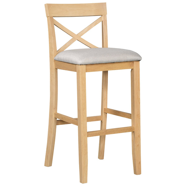 English Elm TOPMAX Farmhouse 48" Rectangular Wood Bar Height Dining Set with 2 Cushioned Stools, Space-Saving Design Natural+Beige N717P334716N