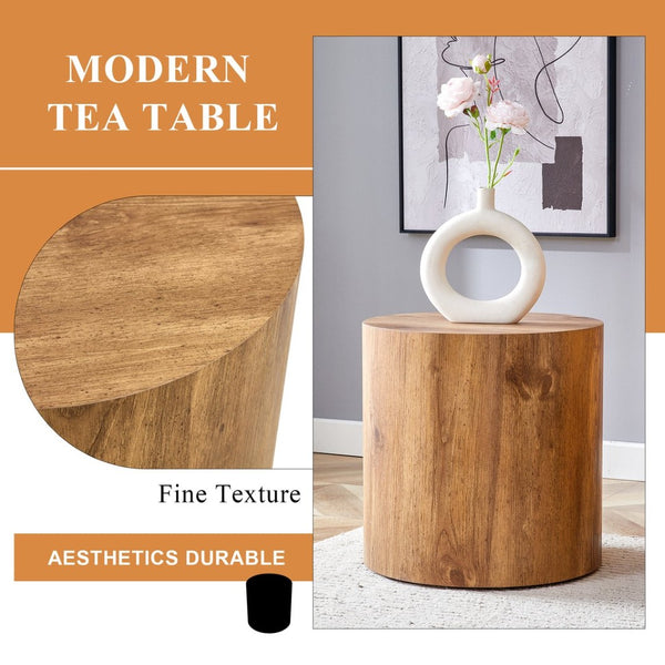 English Elm The Stylish Cylindrical Table - Versatile Coffee Table, Dining Surface, Or Compact Workbench Design W1151P200298-GIGA