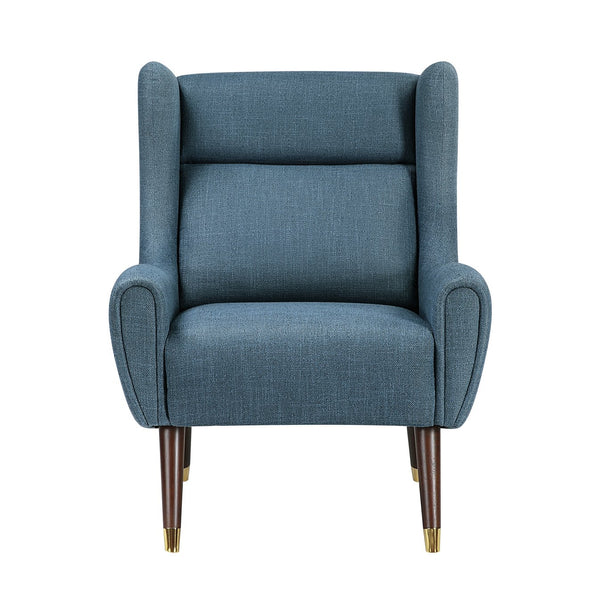 English Elm Modern Wingback Upholstered Accent Chair with Solid Wood Frame, Gold-Tip Legs, Plush Pocket Coil Comfort Blue 30.5 L x 33.5 W x 32 H B011P393056