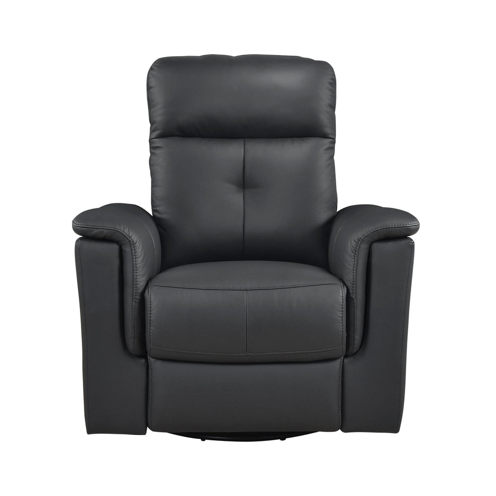 English Elm Black Swivel Glider Recliner Chair in Top Grain Leather Match, Plush Padded, 360° Swivel & Manual Recline B011P329274