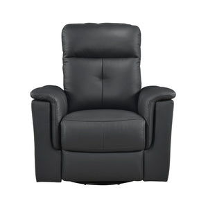 English Elm Black Swivel Glider Recliner Chair in Top Grain Leather Match, Plush Padded, 360° Swivel & Manual Recline B011P329274
