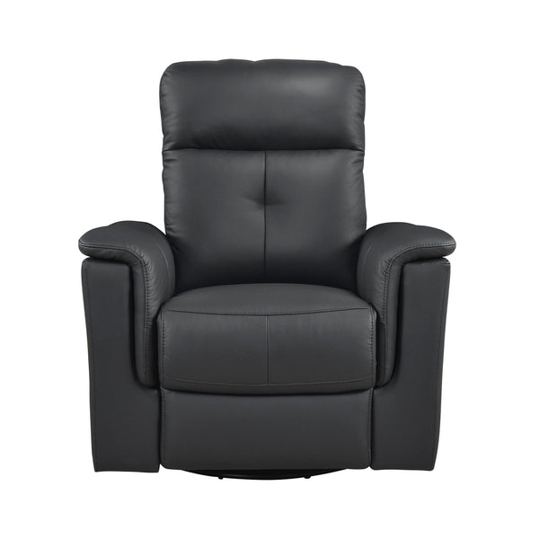 English Elm Black Swivel Glider Recliner Chair in Top Grain Leather Match, Plush Padded, 360° Swivel & Manual Recline B011P329274