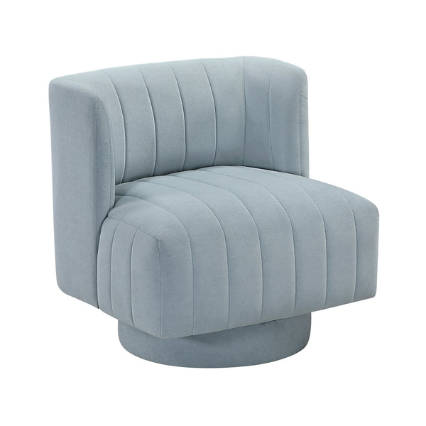 English Elm Modern Swivel Chair Channel-Tufted Barrel Back Upholstered Accent Seat with 360° Metal Base, Cozy Contemporary Comfort Aqua Blue 37.5 L x 28.5 W x 14.5 H B011P379434