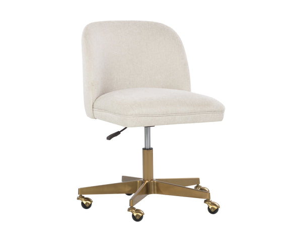Sunpan Kenna Office Chair - Modern Minimalist Design with Adjustable Height and Gold Steel Base for Mobility Belfast Oatmeal