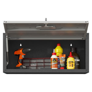 English Elm Heavy Duty Wall Mounted Steel Cabinet Locking Lift Door Garage Workshop Storage Black+ Gray T2398P236483