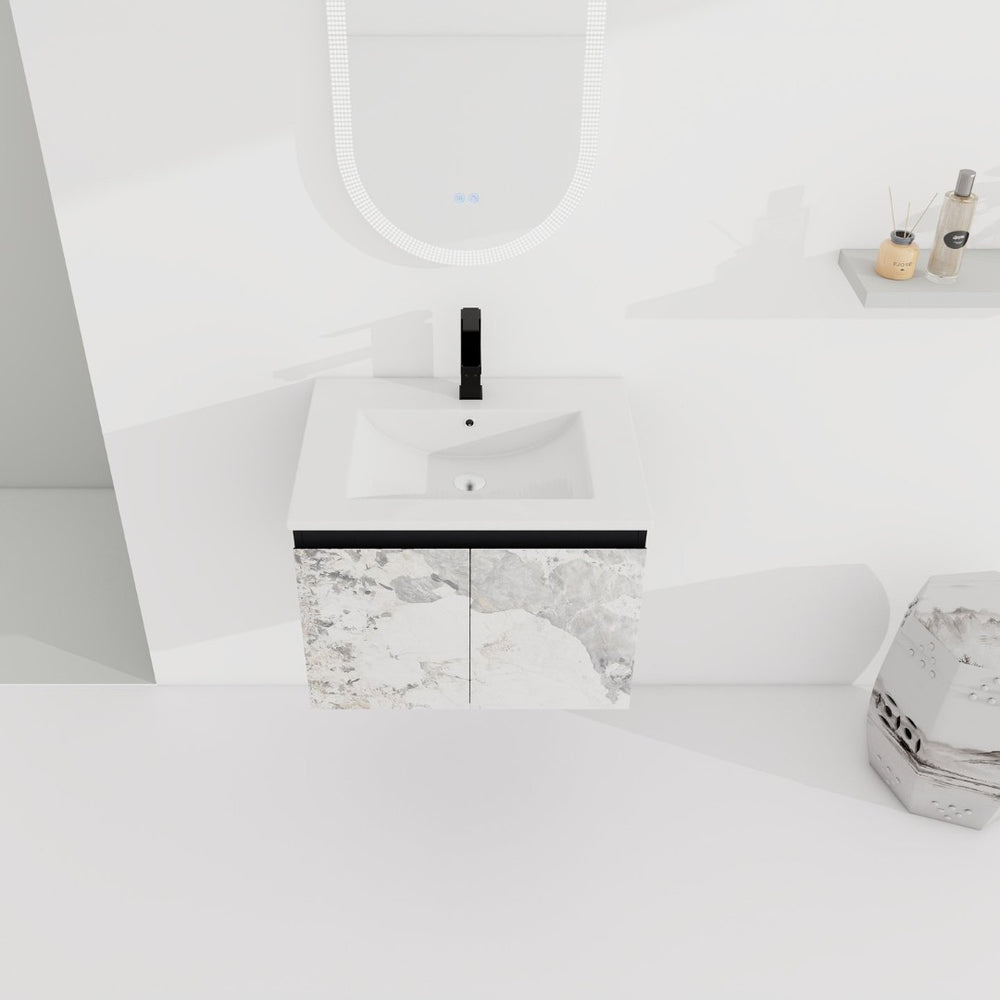 English Elm 24'' Floating Wall-Mounted Bathroom Vanity With Ceramic Sink, Soft-Close Doors & Modern Design P5 W999S00173-GIGA