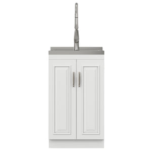 English Elm Darwin Stainless Steel Utility Sink with Shaker Cabinet for Laundry and Garage B136P427213