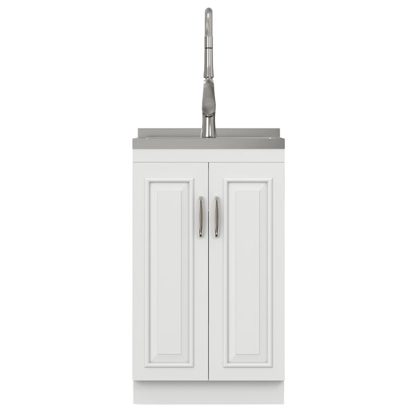 English Elm Darwin Stainless Steel Utility Sink with Shaker Cabinet for Laundry and Garage B136P427213