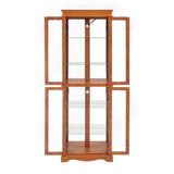 English Elm Lighted Glass Curio Display Cabinet,Display Cabinet,Glass Storage Cabinet Glass Wine Cabinet Wood Frame Toy Display For Living Room, Kitchen, Pantry Light Bulb Included Oak