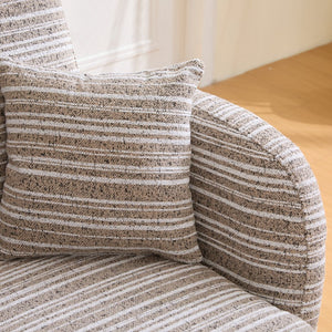 English Elm Modern tufted two-seater sofa with boucle upholstery, tapered legs, storage pockets, cozy compact design khaki W395P376587