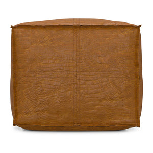English Elm Brody Genuine Leather Square Pouf Handcrafted Patina Finish Rustic Living Room Accent B136P427584