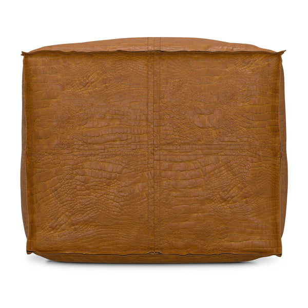 English Elm Brody Genuine Leather Square Pouf Handcrafted Patina Finish Rustic Living Room Accent B136P427584