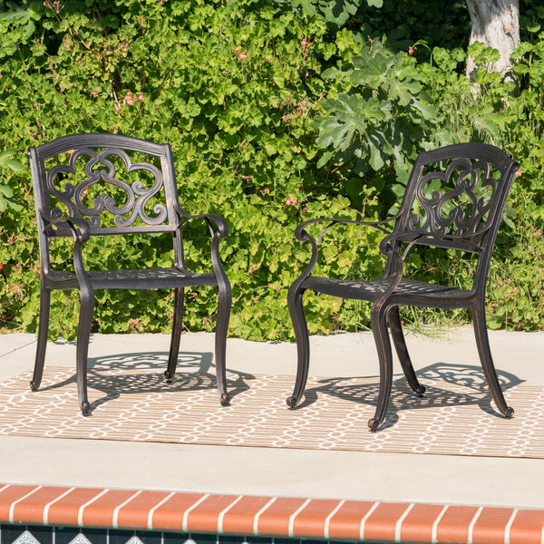 English Elm Christopher Knight Home® - AUSTIN Cast Aluminum Dining Chairs Set of 2 in Copper Patina — Rust‑Resistant, Cloud Back Design, Comfy Seats 60096.00SCOP