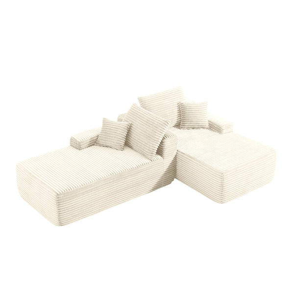 English Elm 75"cloud Plush Fabric Double Chaise Sectional Deep Seat Sofa for Modern Living Room W3975S00056