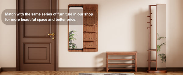 English Elm Adjustable Solid Rubberwood Storage Bench with Hidden Compartment for Entryway or Bedroom W2987P337970