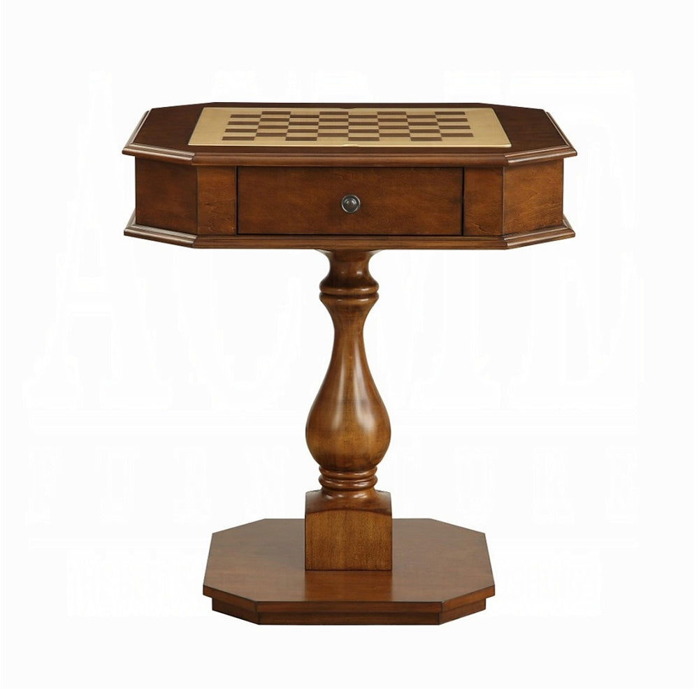 English Elm Square Cherry Finished Game Table with Turned Pedestal Base for Study or Library B016P314075