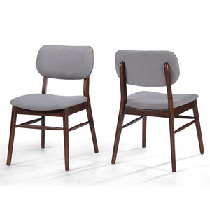 English Elm Christopher Knight Home® - Set Of 2 Mid-Century Dining Chairs - Walnut Frame & Light Gray Upholstery For Timeless Style N759P307029D