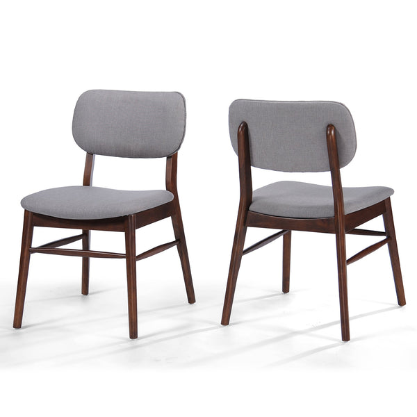 English Elm Christopher Knight Home® - Set Of 2 Mid-Century Dining Chairs - Walnut Frame & Light Gray Upholstery For Timeless Style N759P307029D