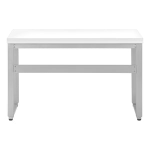 English Elm Computer Desk - Adjustable Standing Workstation, Modern White Laminate & Grey Metal, Compact Design B2710P219898