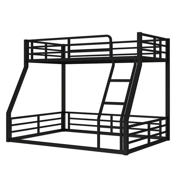 English Elm Metal Twin Xl Over Queen Bunk Bed Frame – Heavy-Duty, Space-Saving Design With Safety Guardrails, Black W1580S00161