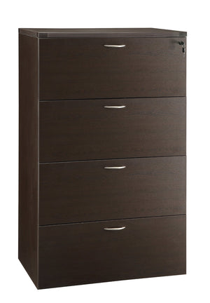 OSP Home Furnishings Napa Four Drawer Lateral File Cabinet for Executive and Home Office Use Espresso NAP-109-ESP