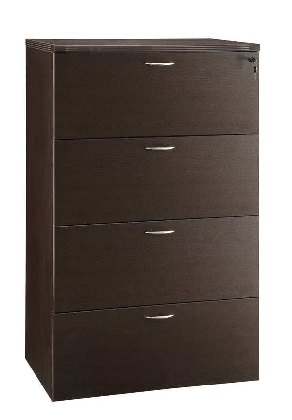 OSP Home Furnishings Napa Four Drawer Lateral File Cabinet for Executive and Home Office Use Espresso NAP-109-ESP
