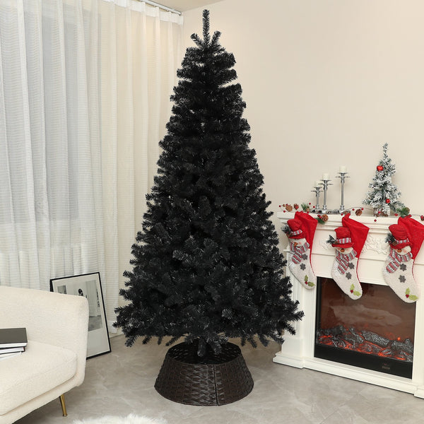 English Elm Homcom 7.5Ft Tall Black Artificial Christmas Tree With 1346 Branch Tips, Easy Setup & Sturdy Base W2225P229283