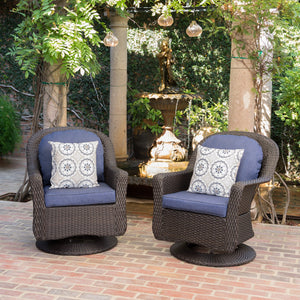 English Elm Christopher Knight Home® - Liam Swivel Club Chair Set Of 2 – Elegant Rattan Outdoor Seating With Water-Resistant Cushions 61516.00DBRN