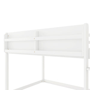 English Elm Low Low Twin Over Twin Bunk Bed with Ladder, Solid Wood Low-Profile Kids Bed Frame, Sturdy Design White 81.1 L x 13.58 W x 6.49 H W2593P375482