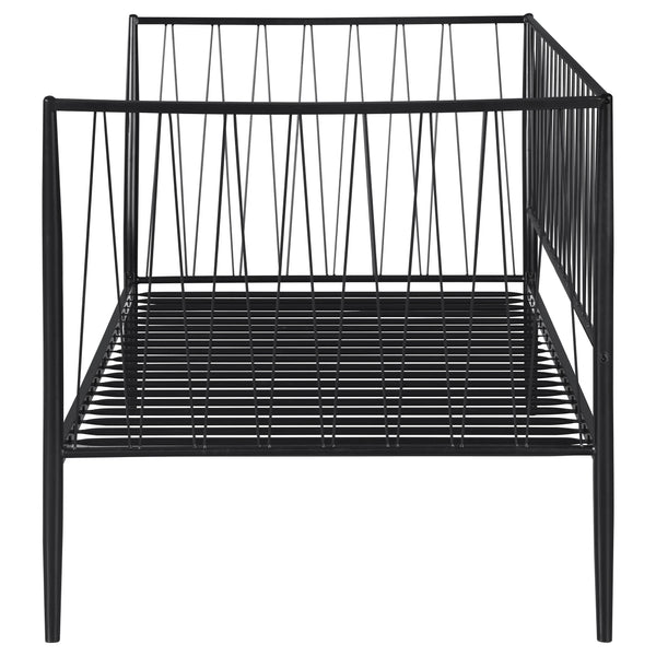 English Elm Vertigo Powder-coated Metal Twin Daybed with Slatted Backrest for Modern Spaces B062S01656